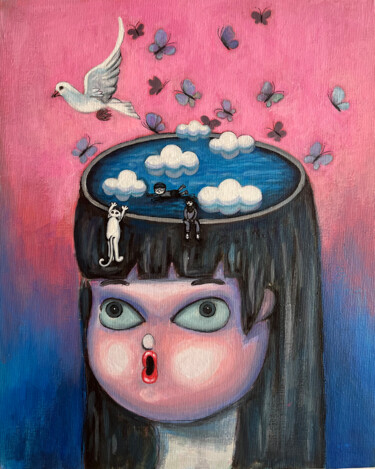 绘画 标题为“飞翔的自由” 由Qinhu Sun, 原创艺术品, 丙烯