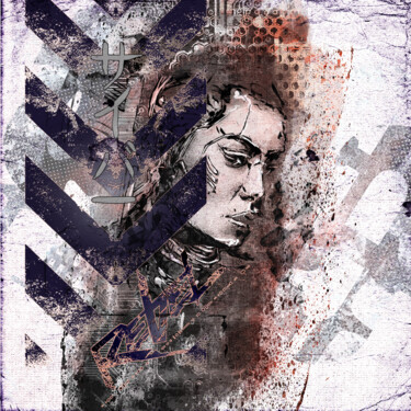 Digitale Kunst mit dem Titel "Cyber Rebel Girl  N…" von Qlsf / Cw Mixart, Original-Kunstwerk, Digitale Malerei