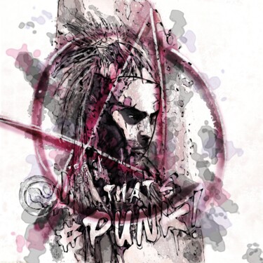 Digitale Kunst getiteld "Punk Girl No.001-V0…" door Qlstuff.Limited, Origineel Kunstwerk, Digitaal Schilderwerk