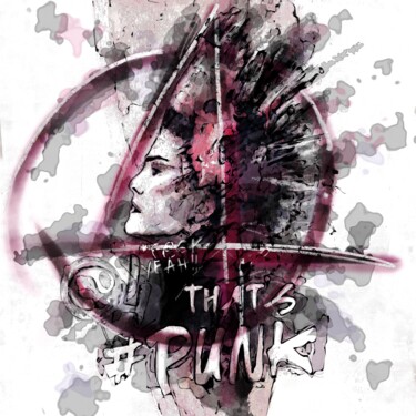 Digitale Kunst getiteld "Punk Girl No.003-V0…" door Qlstuff.Limited, Origineel Kunstwerk, Digitaal Schilderwerk
