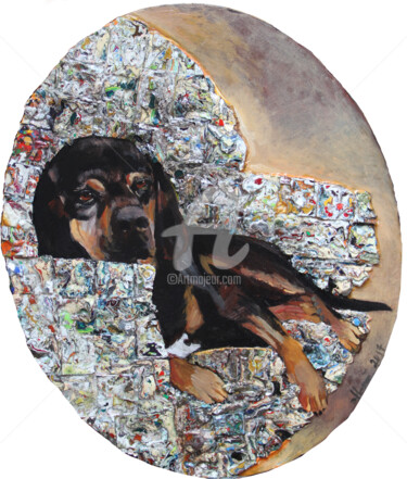 Malerei mit dem Titel "Laufer the dog" von Agnieszka Boron, Original-Kunstwerk