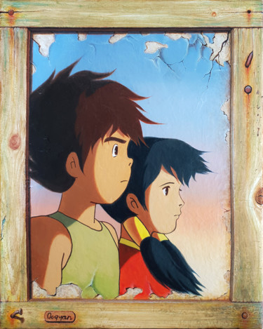 Peinture intitulée "Conan et Lana" par Qoqyan, Œuvre d'art originale, Huile Monté sur Châssis en bois