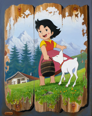 Painting titled "Heidi" by Qoqyan, Original Artwork, Acrylic Mounted on Wood Stretcher frame
