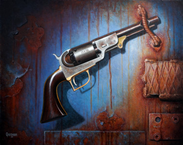 Schilderij getiteld "Non à la violence" door Qoqyan, Origineel Kunstwerk, Olie Gemonteerd op Frame voor houten brancard