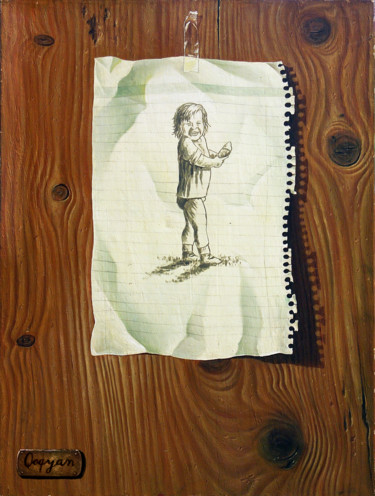 Malerei mit dem Titel "L'enfance" von Qoqyan, Original-Kunstwerk, Öl
