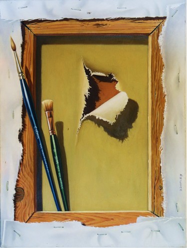 Painting titled "Un tableau à l'enve…" by Qoqyan, Original Artwork, Oil Mounted on Wood Stretcher frame
