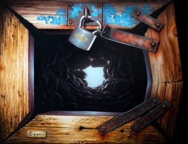 Painting titled "Cadenas" by Qoqyan, Original Artwork, Acrylic Mounted on Wood Stretcher frame