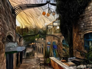 Digital Arts titled "Artist Colony Sunse…" by J.A. Quattro (Qu4ttroStudio), Original Artwork, Digital Painting