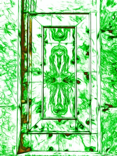 Digital Arts titled "Neon Green Minaret…" by J.A. Quattro (Qu4ttroStudio), Original Artwork, Digital Painting