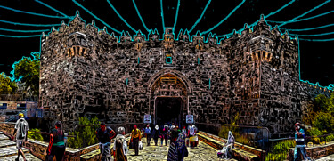 Цифровое искусство под названием "Damascus Gate Blue…" - J.A. Quattro (Qu4ttroStudio), Подлинное произведение искусства, Не…