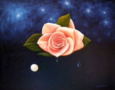 Painting titled "A Rosa e a pérola" by Quadrisanti, Original Artwork