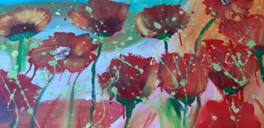 Painting titled "Mohnblumen" by Carola Victoria Quander, Original Artwork, Acrylic