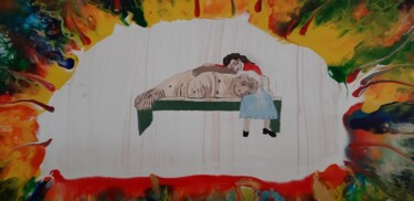 Painting titled "unconditional love" by Carola Victoria Quander, Original Artwork, Acrylic Mounted on Wood Stretcher frame