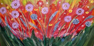 Painting titled "Spring Flowers" by Carola Victoria Quander, Original Artwork, Acrylic
