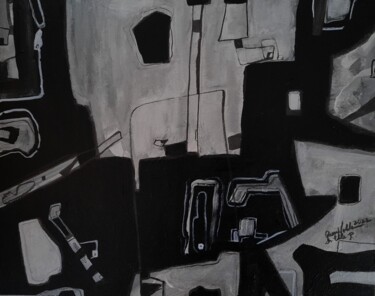 Картина под названием "Black and white con…" - Queennoble Dr. Elle Ramirez, Подлинное произведение искусства, Акрил Установл…