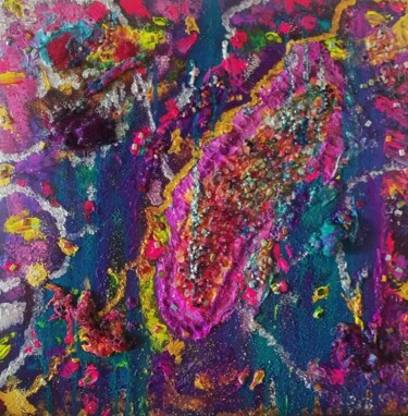 Malerei mit dem Titel "Encaustic Colorful…" von Queennoble Dr. Elle Ramirez, Original-Kunstwerk, Enkaustik Auf Holzplatte mo…