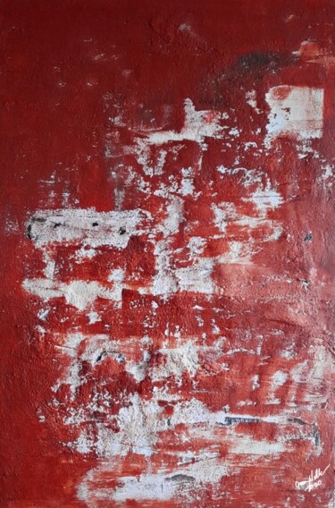 Malerei mit dem Titel "Rustic Red Abstract" von Queennoble Dr. Elle Ramirez, Original-Kunstwerk, Acryl Auf Holzplatte montie…