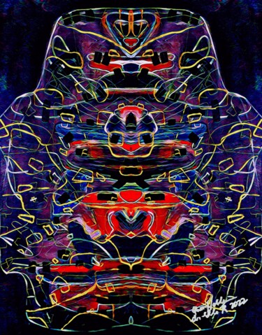 Картина под названием "Neon Car" - Queennoble Dr. Elle Ramirez, Подлинное произведение искусства, Акрил Установлен на Деревя…