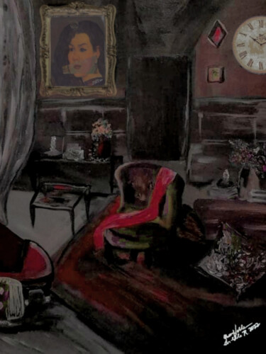 Ζωγραφική με τίτλο "Chambre" από Queennoble Dr. Elle Ramirez, Αυθεντικά έργα τέχνης, Λάδι Τοποθετήθηκε στο Ξύλινο πάνελ