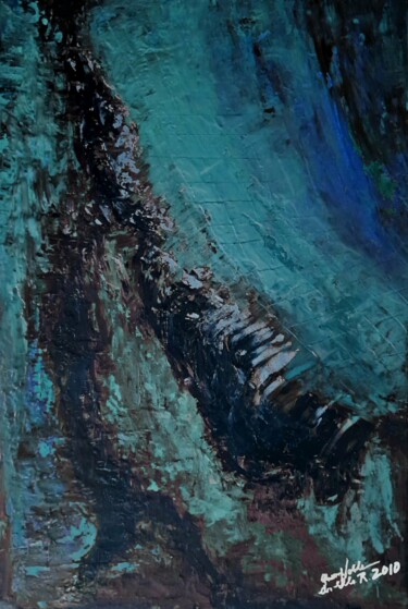 Peinture intitulée "Blue Ocean" par Queennoble Dr. Elle Ramirez, Œuvre d'art originale, Acrylique Monté sur Panneau de bois