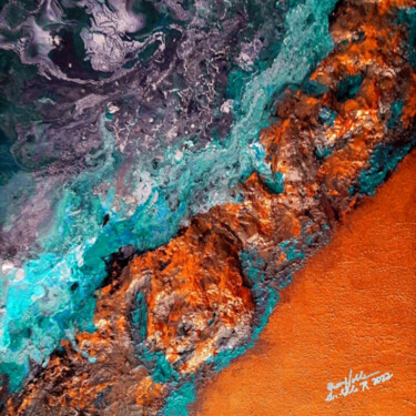 Pintura titulada "Ocean" por Queennoble Dr. Elle Ramirez, Obra de arte original, Acrílico Montado en Panel de madera