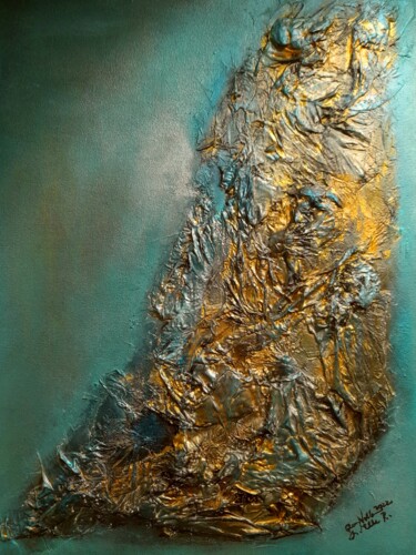 Painting titled "Textured and emboss…" by Queennoble Dr. Elle Ramirez, Original Artwork, Acrylic Mounted on Wood Stretcher f…