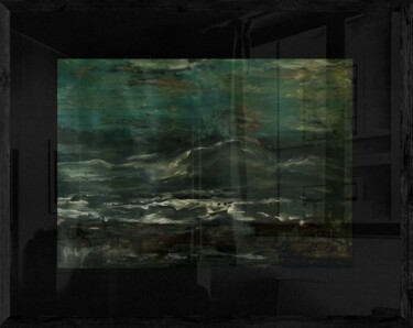 Pittura intitolato "Framed Seascape Abs…" da Queennoble Dr. Elle Ramirez, Opera d'arte originale, Acrilico