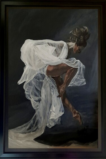 Painting titled "Ballet Portrait - B…" by Queennoble Dr. Elle Ramirez, Original Artwork, Acrylic