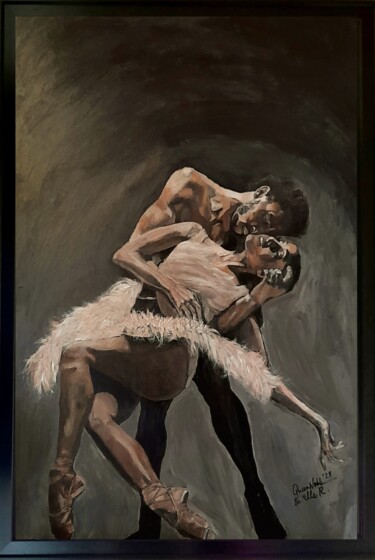 Peinture intitulée "Ballet Couple Portr…" par Queennoble Dr. Elle Ramirez, Œuvre d'art originale, Acrylique Monté sur Autre…