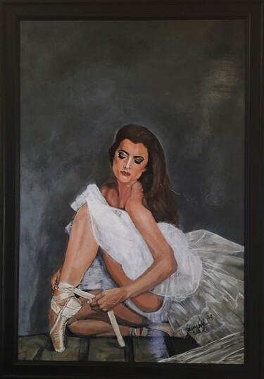 Painting titled "Ballet Pointe Shoe" by Queennoble Dr. Elle Ramirez, Original Artwork, Acrylic Mounted on Other rigid panel