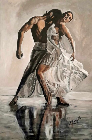 Картина под названием "Rumba Ballet" - Queennoble Dr. Elle Ramirez, Подлинное произведение искусства, Акрил Установлен на Др…