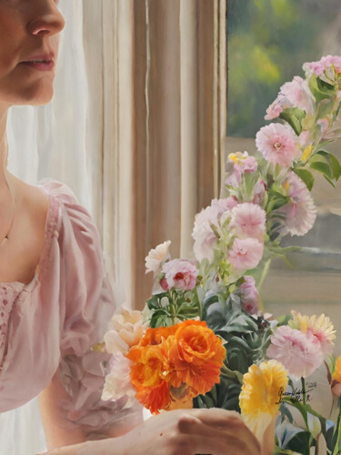 Pintura intitulada "Flowers For Me" por Queennoble Dr. Elle Ramirez, Obras de arte originais, Óleo