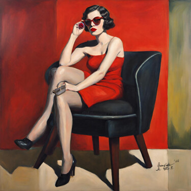 Картина под названием "Bauhaus Girl" - Queennoble Dr. Elle Ramirez, Подлинное произведение искусства, Масло