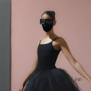 Peinture intitulée "The Black Mask Port…" par Queennoble Dr. Elle Ramirez, Œuvre d'art originale, Huile