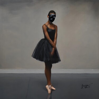 Schilderij getiteld "Dented Mask Ballet" door Queennoble Dr. Elle Ramirez, Origineel Kunstwerk, Olie