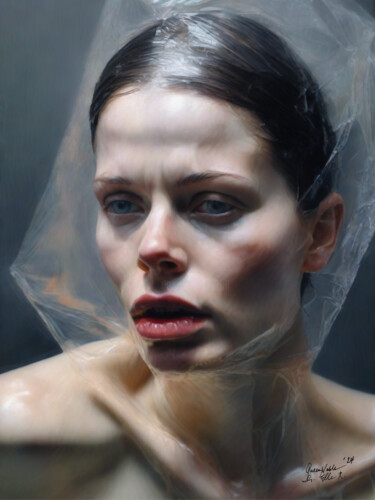 Картина под названием "Hyperrealism - The…" - Queennoble Dr. Elle Ramirez, Подлинное произведение искусства, Масло