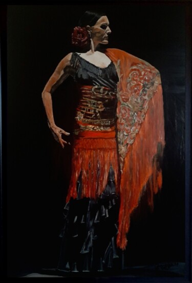 Malarstwo zatytułowany „Woman Portrait - Fl…” autorstwa Queennoble Dr. Elle Ramirez, Oryginalna praca, Akryl