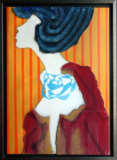 Pintura intitulada "mulher de cartão" por Queimadela Dos Santos, Obras de arte originais, Acrílico