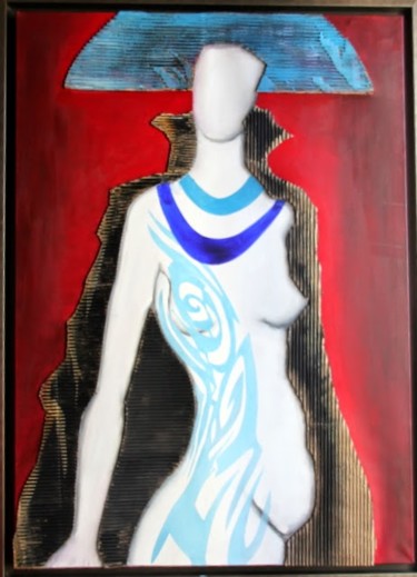 Pintura intitulada "Mulher de cartão 2" por Queimadela Dos Santos, Obras de arte originais, Acrílico