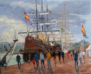 Peinture intitulée "Armada de Rouen 201…" par Jean Quéméré, Œuvre d'art originale, Huile