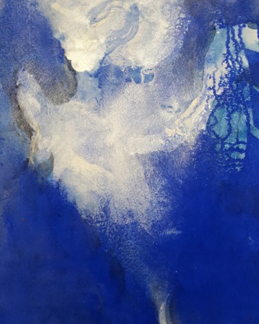 Painting titled "Abstrait bleu" by Michele Quence, Original Artwork, Watercolor