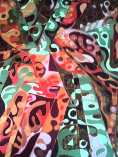 Painting titled "Plante" by Michele Quence, Original Artwork, Fabric