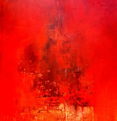Painting titled "Feu" by Michele Quence, Original Artwork, Oil