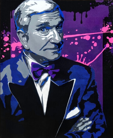 Painting titled "Leslie Nielsen (Pri…" by Quentin Dejoux, Original Artwork, Acrylic Mounted on Wood Stretcher frame