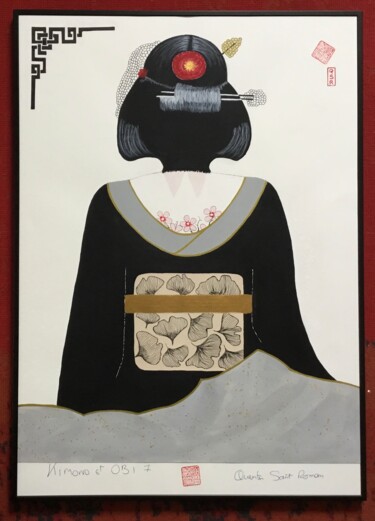 Malerei mit dem Titel "Kimono et OBI ( Jap…" von Quentin Saint Roman, Original-Kunstwerk, Acryl