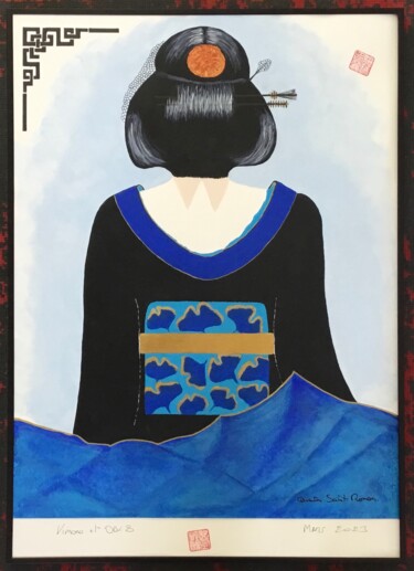Painting titled "Kimono et OBI 10" by Quentin Saint Roman, Original Artwork, Acrylic