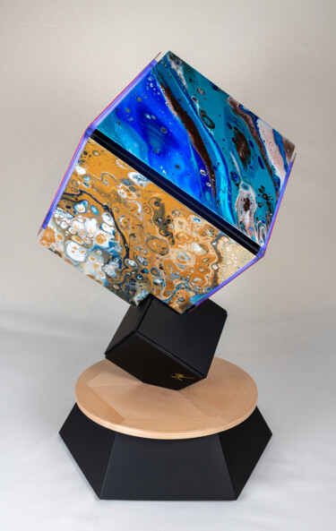 Skulptur mit dem Titel "Cubix" von Quentin Dbk, Original-Kunstwerk, Metalle