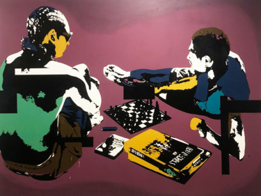 Peinture intitulée "Le jeu d’échecs sur…" par Quentin Dupont, Œuvre d'art originale, Acrylique