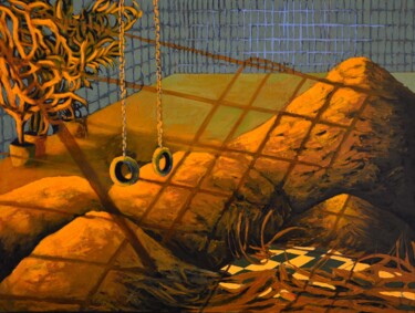 Peinture intitulée "Suspensions (pour p…" par Quentin Geslan, Œuvre d'art originale, Huile Monté sur Châssis en bois