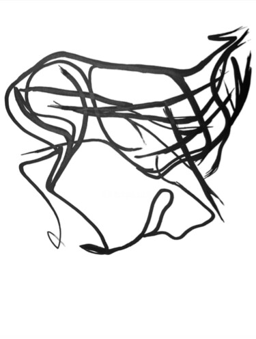 Рисунок под названием "cheval" - Quibe, Подлинное произведение искусства, Чернила